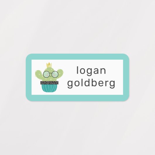 Bespectacled Cactus Add Name Etiketten (Design 2)