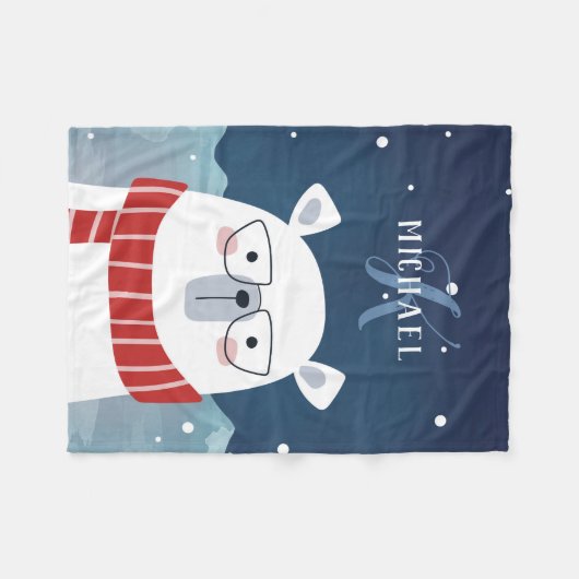 Bespectacled Polar | Mit Monogramm Fleecedecke (Vorderseite (Horizontal))