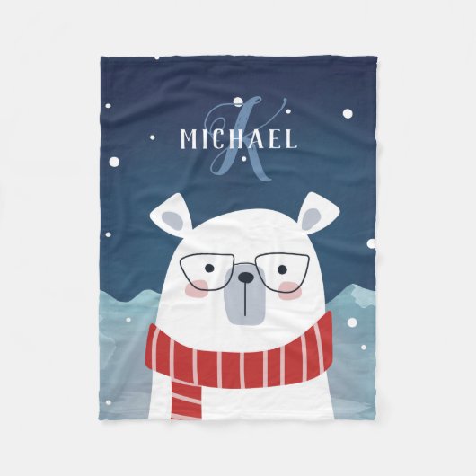 Bespectacled Polar | Mit Monogramm Fleecedecke (Vorderseite)