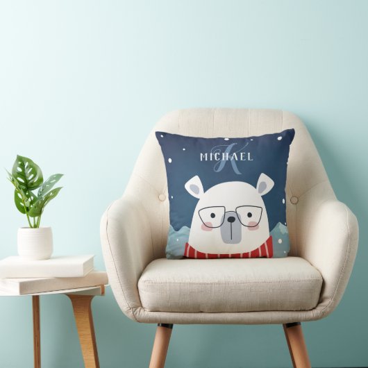 Bespectacled Polar | Monogramm Kissen (Stuhl )