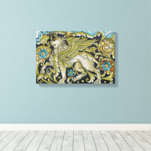 Bespitzte Lavas - Deruta Tile Lion Leinwanddruck (Insitu (Holzboden))