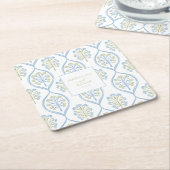 Bespoke Blue and Green Floral Wedding Pattern Rechteckiger Pappuntersetzer (angewinkelt)