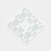 Bespoke Blue and Green Floral Wedding Pattern Serviette (Ecke)