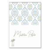 Bespoke Blue and Green Wedding Palm Tree Table Num Tischnummer (Vorderseite)