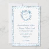Bespoke Blue Wappen QR UAWG All-in-One Hochzeit Einladung (Vorderseite)