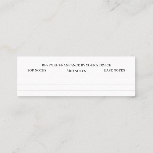 Bespoke Duft persönlichen Duft Schnupftabak Note M Mini Visitenkarte (Rückseite)