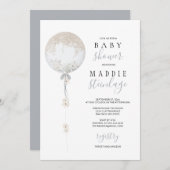 Bespoke Floral Balloon Baby Shower Einladung (Vorne/Hinten)