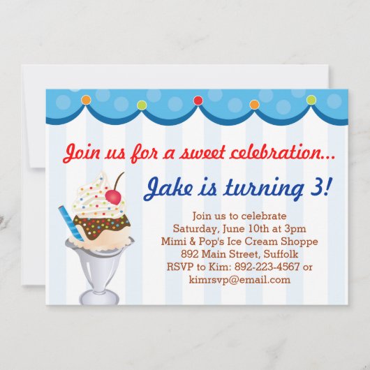 Besprüht auf der Spitzeneiscreme-Party Einladung (Vorderseite)