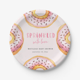 Besprüht mit Liebekrapfen-Babydusche Pappteller