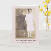 Besser als meine imaginären Freunde Vintages Foto Karte (Gelbe Blume)