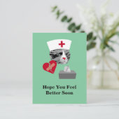 Besser fühlen Bald Krankenschwester Katze Postkarte (Stehend Vorderseite)
