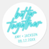 Besser gemeinsam Hochzeit die Verlobung des Datums Runder Aufkleber (Vorderseite)