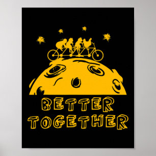 Besser gemeinsam Katze Huhn Tandem Fahrrad Bike Pl Poster