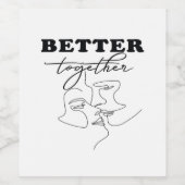 Besser gemeinsam Küssen romantisches Design  Weinetikett (Einzelnes Label)