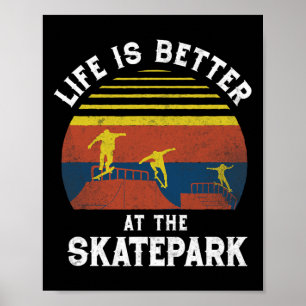 Besser Skateboard fahren im Skatepark Vintage 80er Poster