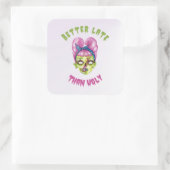 Besser spät als hässlich niedliche Zombie-Gesicht Quadratischer Aufkleber (Tasche)