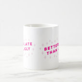 besser spät als hässlich pink lustig kaffeetasse (Mittel)