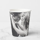 Besser spät als nie Hochzeitsfeier Foto schwarz Pappbecher (Rückseite)