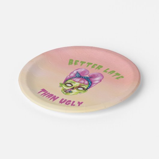 Besser spät als Ugly Zombie Pappteller (Schrägansicht)