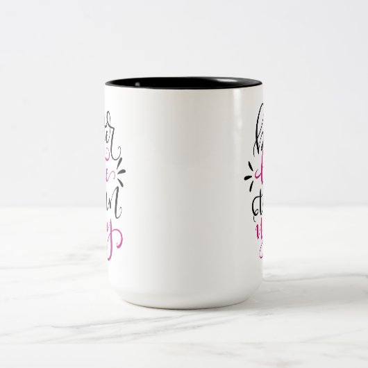 Besser spät als unglücklich, handschriftlich 15 oz zweifarbige tasse (Mittel)