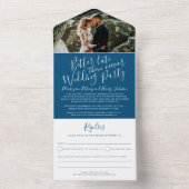 Besser spät Hochzeitsfeier UAWG blau weiß All In One Einladung (Innen Boden)