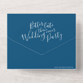 Besser spät Hochzeitsfeier UAWG blau weiß All In One Einladung (Rückseite)