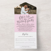 Besser spät Hochzeitsfeier UAWG Schwarz Rosa All In One Einladung (Innen Boden)