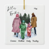 Besser zusammen Familienwinterfarbe und Namen Keramikornament (Rückseite)