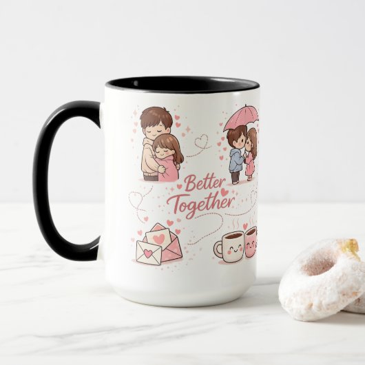 Besser-Zusammen-Kaffeetasse – Perfektes romantisch Tasse (Mit Donut)