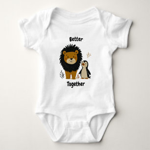 Besser Zusammen Löwe und Pinguin - Süße Tiere Baby Strampler