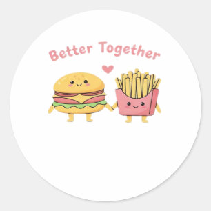 Besser zusammen Valentinstag Süßer Kawaii-Burger P Runder Aufkleber