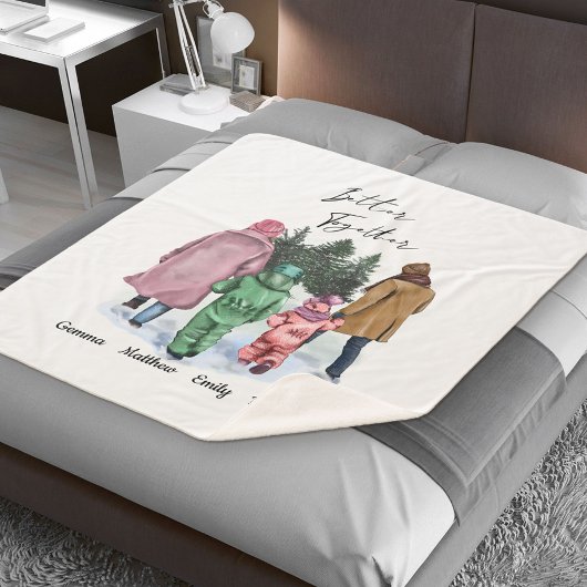 Besser zusammen Winterfamilie von 4 mit Namen Sherpadecke