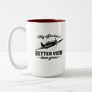 Bessere Sicht Pilot WWII Flugzeug Humor T-Shirt Zweifarbige Tasse