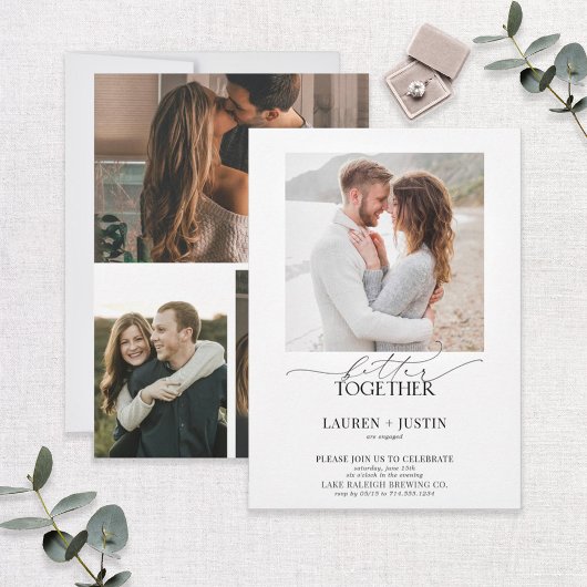 Bessere Zusammenarbeit Moderne 4-Foto-Engagement-P Einladung