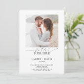 Bessere Zusammenarbeit Moderne 4-Foto-Engagement-P Einladung (Stehend Vorderseite)