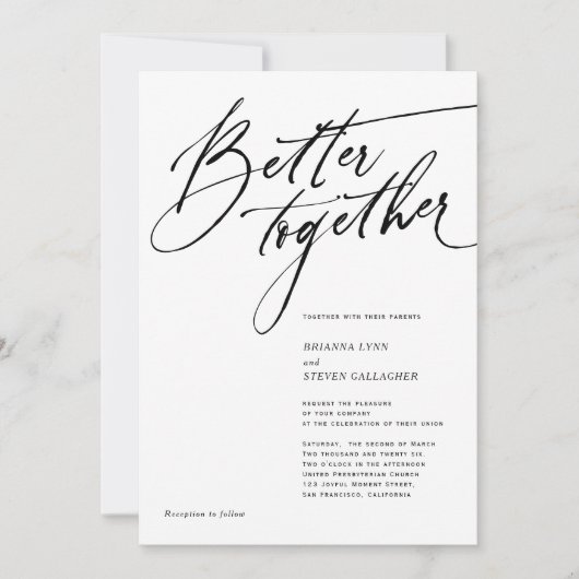 Bessere Zusammenführung Moderner Kalligrafie Schwa Einladung (Vorderseite)