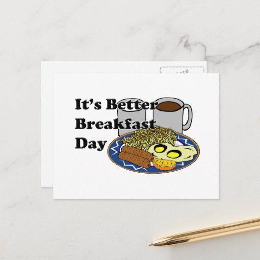 Besserer Frühstück-Tag Postkarte (Vorderseite/Rückseite Beispiel)