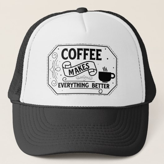 besserer Kaffee Mitarbeiter Wortkunst Truckerkappe (Vorderseite)