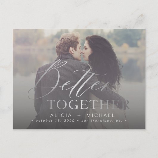 Besseres gemeinsam Skript Hochzeit Foto Save the D Ankündigungspostkarte (Vorderseite)