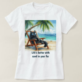 Besseres Leben am Strand Cat Liebhaber T-Shirt