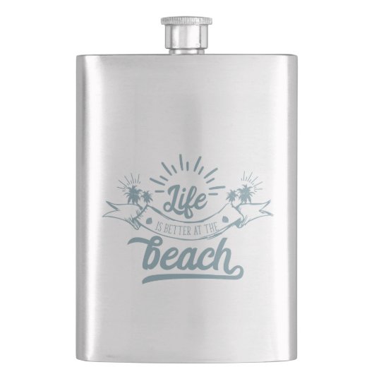 Besseres Leben am Strand Flachmann (Vorderseite)