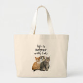 Besseres Leben mit Katzen / Cat Lover Shopping Jumbo Stoffbeutel (Vorne)