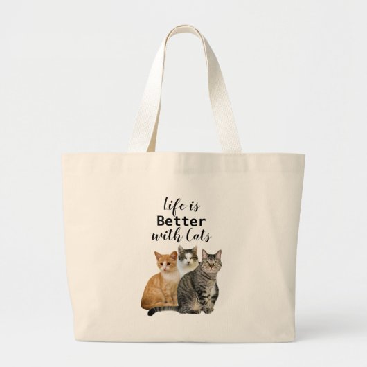 Besseres Leben mit Katzen / Cat Lover Shopping Jumbo Stoffbeutel (Vorne)
