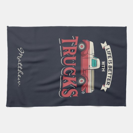 Besseres Leben mit LKW-Funny Driver Personalisiert Geschirrtuch (Horizontal)