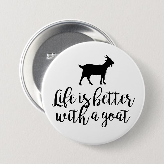 Besseres Leben mit Ziege Button (Vorne & Hinten)