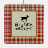 Besseres Leben mit Ziege Kariert Keramikornament (Rückseite)