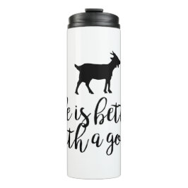 Besseres Leben mit Ziegentext und Silhouette Thermosbecher