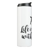 Besseres Leben mit Ziegentext und Silhouette Thermosbecher (Nach links gedreht)