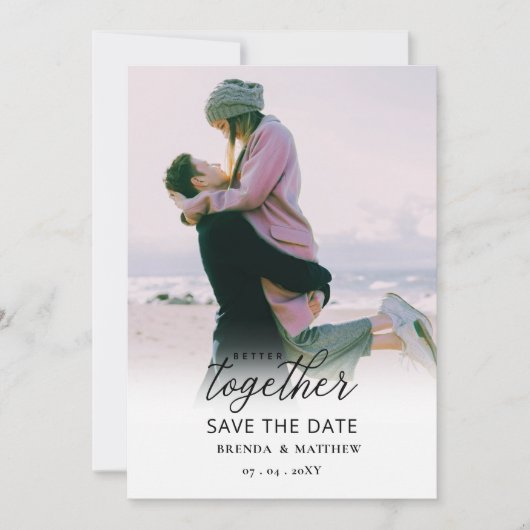Besseres Zusammenspiel von Kalligrafie-Script-Foto Save The Date (Vorderseite)