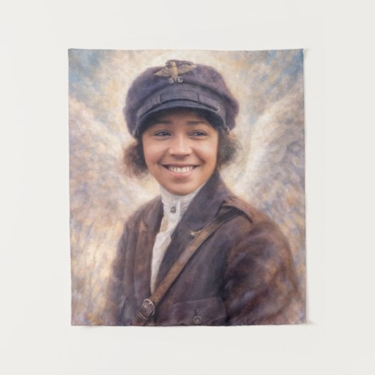 Bessie Coleman mit Flügeln Gemälde Wandteppich (Vorderseite)